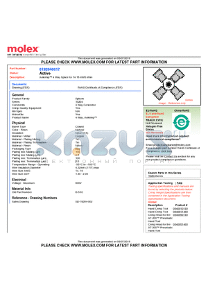 SD-19204-002 datasheet - Avikrimp 4 Way Splice for 14-16 AWG Wire