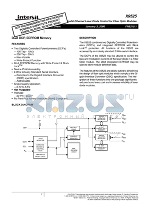 X9525_06 datasheet - Dual DCP, EEPROM Memory