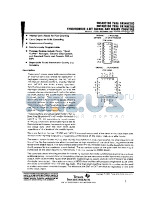 SN54HC161 datasheet - SYNCHRONOUS 4-BIT DECADE AND BINARY COUNTERS