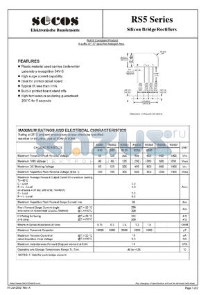 RS506 datasheet - Silicon BridgeRectifiers