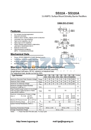 SS38A datasheet - 3.0 AMPS. Surface Mount Schottky Barrier Rectifiers