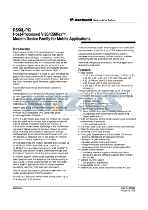 RS56LSP-PCI datasheet - Host-Processed V.90/K56flex  Modem Device Family for Mobile Applications