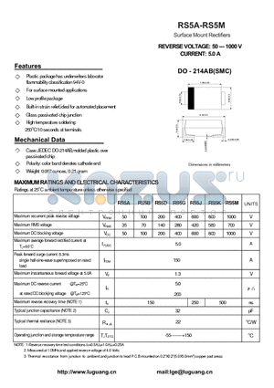 RS5A datasheet - Surface Mount Rectifiers