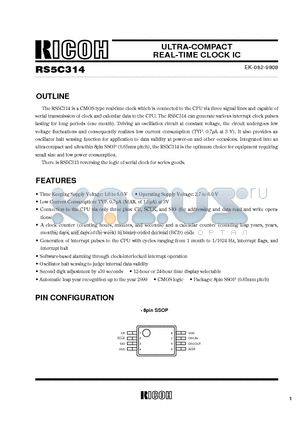 RS5C314 datasheet - ULTRA-COMPACT REAL-TIME CLOCK IC