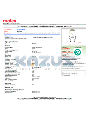 SD-19705-430 datasheet - PCB Tab Quick Disconnect