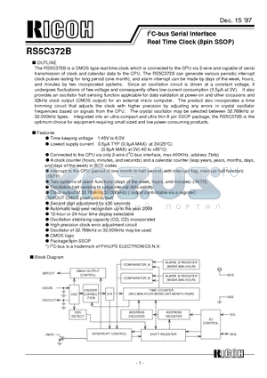 RS5C372B-E1 datasheet - I2C-bus Serial Interface Real Time Clock (8pin SSOP)