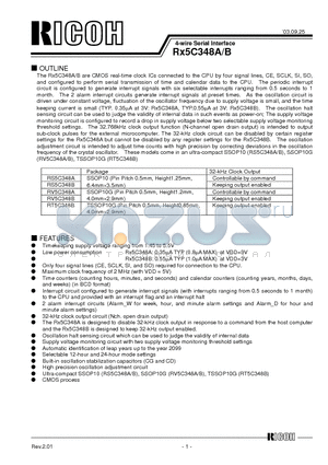 RS5C348A datasheet - 4-WIRE SERIAL INTERFACE