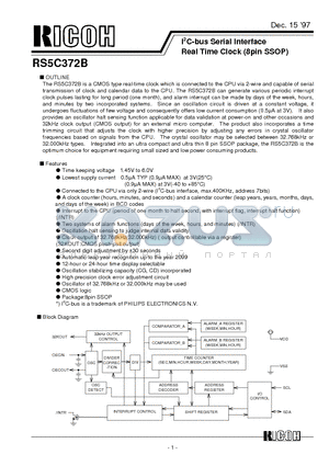 RS5C372B-E2 datasheet - I2C-bus Serial Interface Real Time Clock (8pin SSOP)