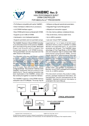 V96BMC datasheet - HIGH PERFORMANCE BURST DRAM CONTROLLER FOR i960Cx/Hx/Jx PROCESSORS