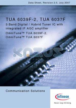 TUA6039F-2 datasheet - 3 Band Digital / Hybrid Tuner IC with integrated IF AGC amplifier