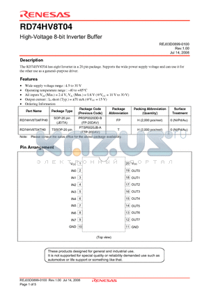 RD74HV8T04 datasheet - High-Voltage 8-bit Inverter Buffer