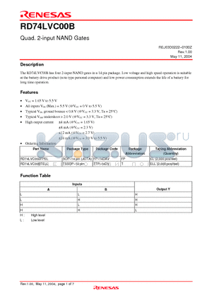 RD74LVC00BFPEL datasheet - Quad 2-input NAND Gates