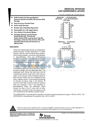 SN54HC259J datasheet - 8-BIT ADDRESSABLE LATCHES