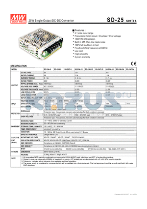 SD-25A-12 datasheet - 25W Single Output DC-DC Converter