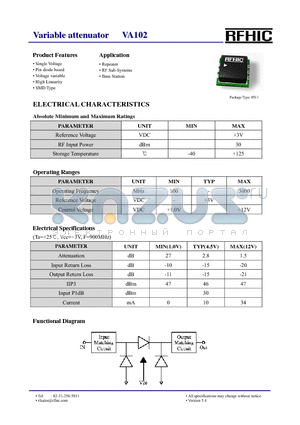 VA102 datasheet - Variable attenuator