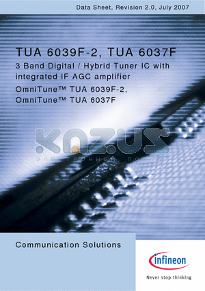 TUA6037F datasheet - 3 Band Digital / Hybrid Tuner IC with integrated IF AGC amplifier