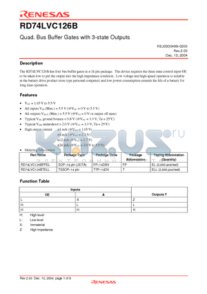 RD74LVC126BTELL datasheet - Quad. Bus Buffer Gates with 3-state Outputs