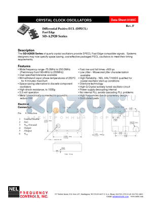 SD-2921 datasheet - CRYSTAL CLOCK OSCILLATORS