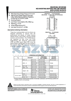 SN54HC368_08 datasheet - HEX INVERTING BUFFERS AND LINE DRIVERS WITH 3-STATE OUTPUTS