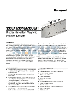 SS40A-T2 datasheet - Bipolar Hall-effect Magnetic Position Sensors