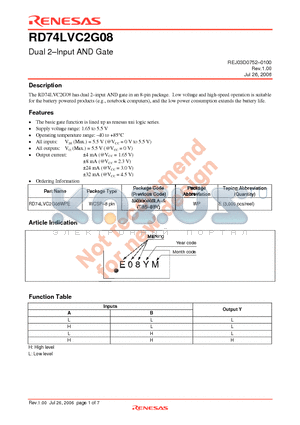 RD74LVC2G08WPE datasheet - Dual 2-Input AND Gate