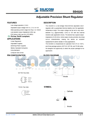 SS432G datasheet - Adjustable Precision Shunt Regulator