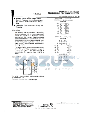 SN54HC4024FK datasheet - ASYNCHRONOUS 7-BIT BINARY COUNTERS