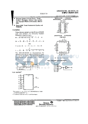 SN54HC4078AFK datasheet - 8-INPUT OR/NOR GATE