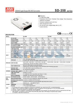 SD-350 datasheet - 350W Single Output DC-DC Converter