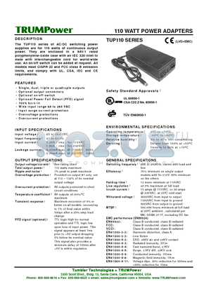 TUP110-S12 datasheet - 110 WATT POWER ADAPTERS