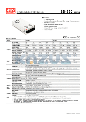 SD-350B datasheet - 350W Single Output DC-DC Converter