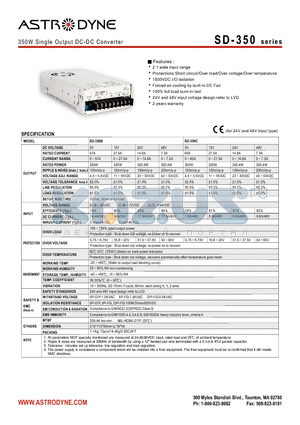 SD-350C datasheet - 350W Single Output DC-DC Converter