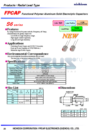 RS61A151MDN1XX datasheet - Functional Polymer Aluminum Solid Electrolytic Capacitors