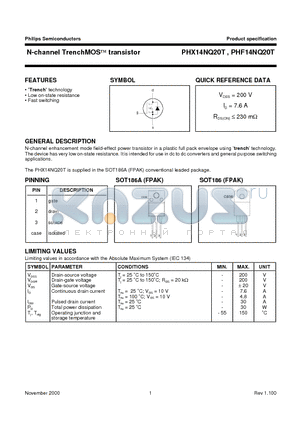 PHF14NQ20T datasheet - N-channel TrenchMOS transistor