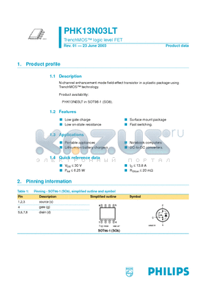 PHK13N03LT datasheet - TrenchMOS logic level FET