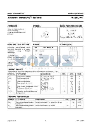 PHK5NQ10T datasheet - N-channel TrenchMOS transistor