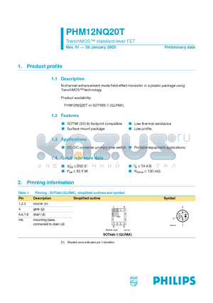 PHM12NQ20T datasheet - TrenchMOS standard level FET