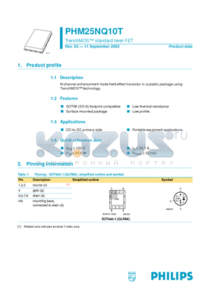 PHM25NQ10T datasheet - TrenchMOS standard level FET