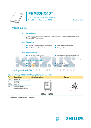 PHM30NQ10T datasheet - TrenchMOS standard level FET