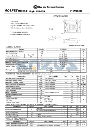 PHM8001 datasheet - MOSFET MODULE Single 900A/150A