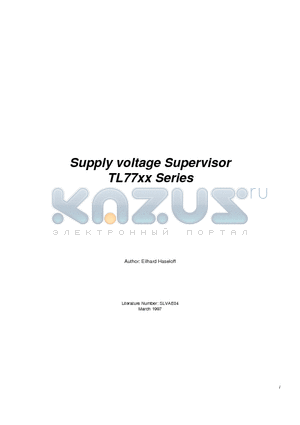 TL7702 datasheet - Supply voltage Supervisor