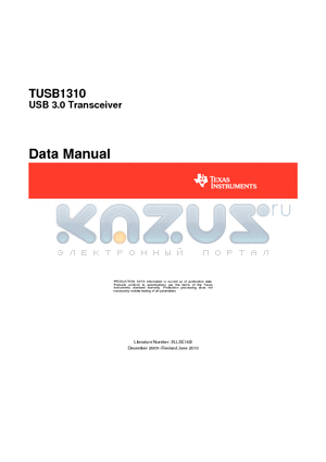 TUSB1310 datasheet - USB 3.0 Transceiver Data Manual