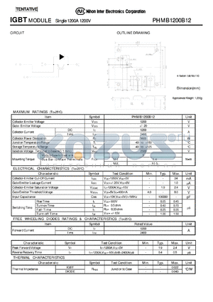 PHMB1200B12 datasheet - IGBT MODULE Single 1200A 1200V