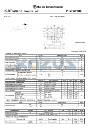 PHMB300B12 datasheet - IGBT MODULE Single 300A 1200V