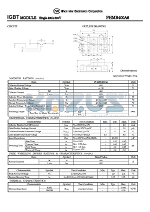 PHMB400A6 datasheet - IGBT MODULE Single 400A 600V