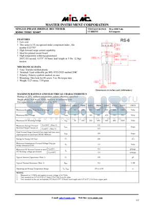 RS806 datasheet - SINGLE-PHASE BRIDGE RECTIFIER