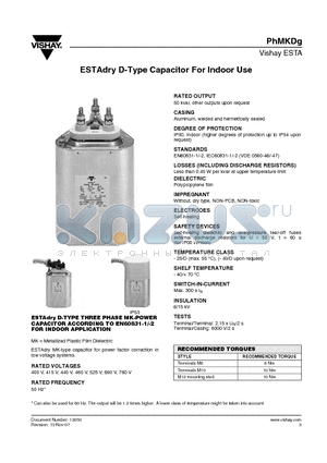 PHMKDG datasheet - ESTAdry D-Type Capacitor For Indoor Use