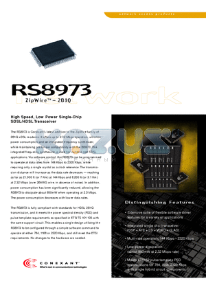 RS8973 datasheet - High Speed, Low Power Single-Chip SDSL/HDSL Transceiver