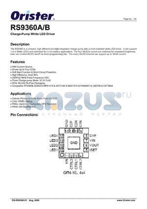 RS9360A datasheet - Charge-Pump White LED Driver