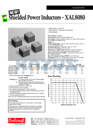 XAL8080-102ME datasheet - Shielded Power Inductors